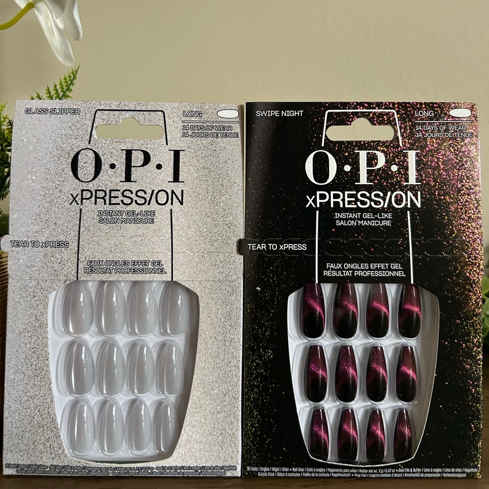 OPI xPRESS/ON Instant Gel-Like Manicure - Glass Slipper and Swipe Night🤩